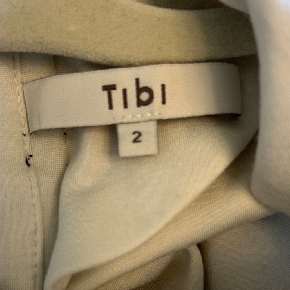 Tibi White Long Sleeve Elastene Dress with Back slit and ruffle size 2 - Picture 3 of 5